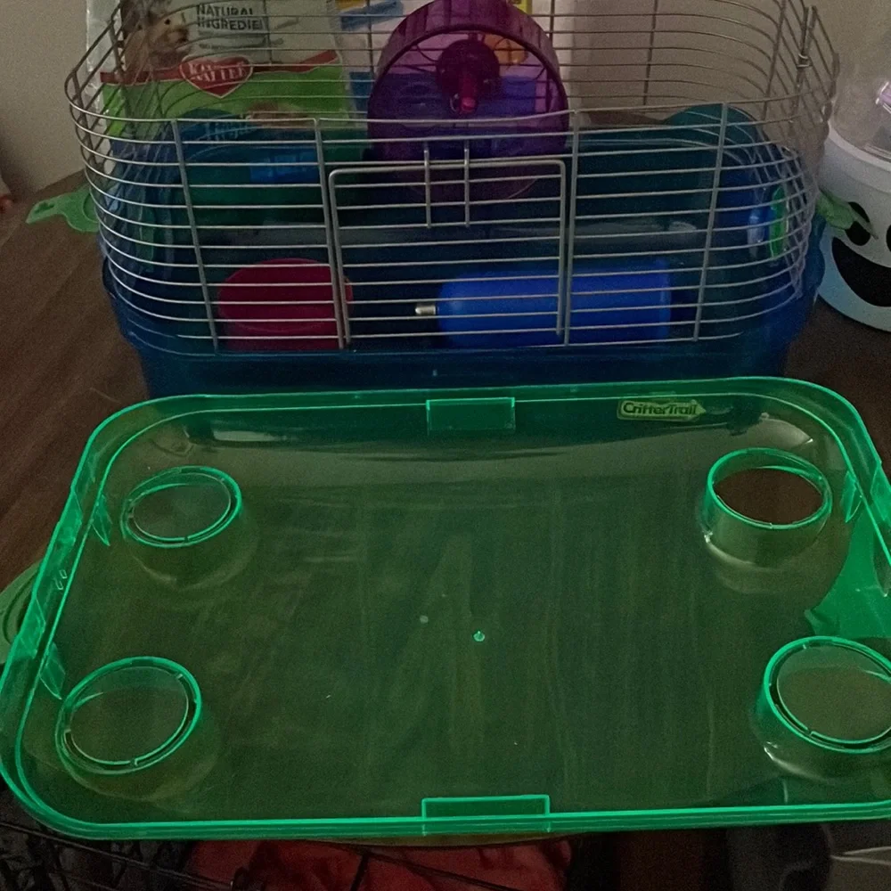 hamster cage with food bowl,water bottle and wheel